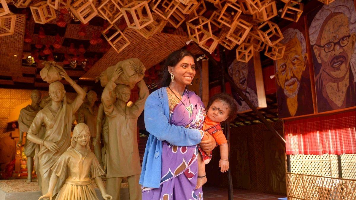 दुर्गा पूजा पंडाल से दिया गया बड़ा संदेश