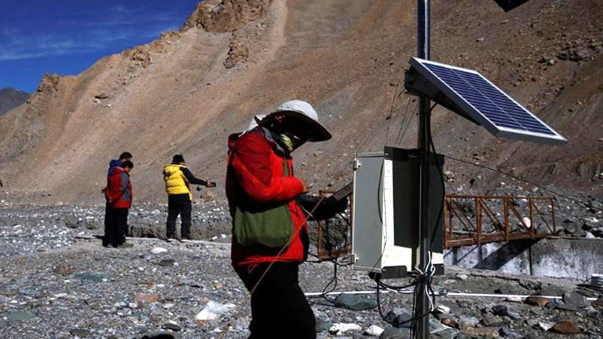 Third pole of world China Qilian Glacier Laohugou melting