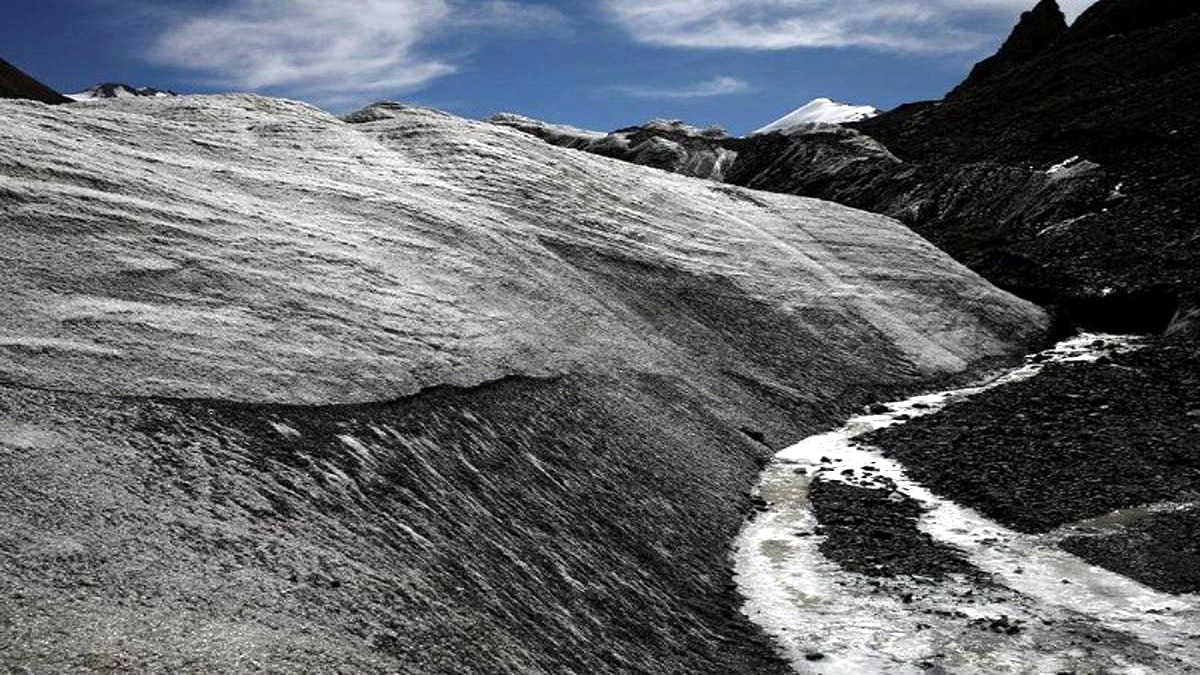 Third pole of world China Qilian Glacier Laohugou melting