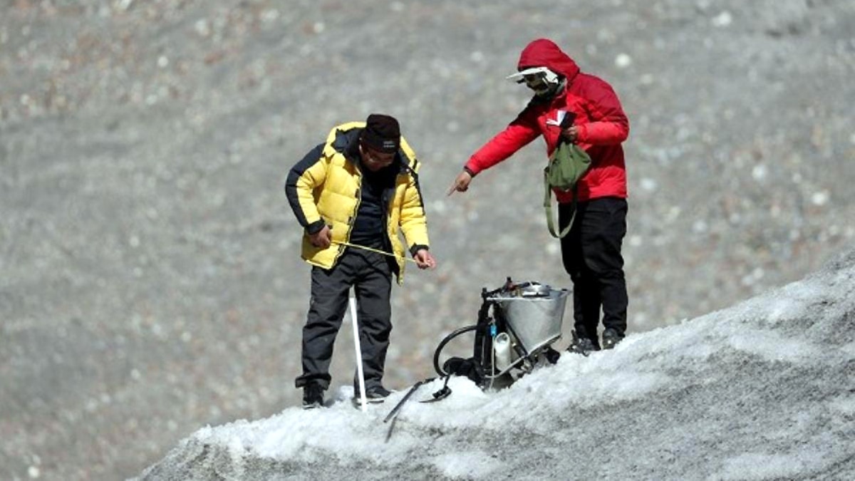 Third pole of world China Qilian Glacier Laohugou melting