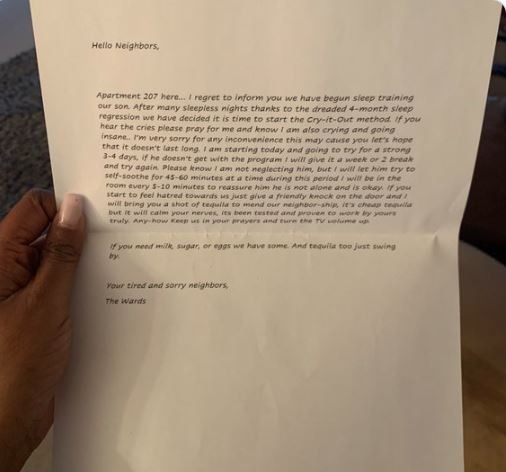 माता-पिता ने पड़ोसियों को लिखी ऐसी चिट्ठी