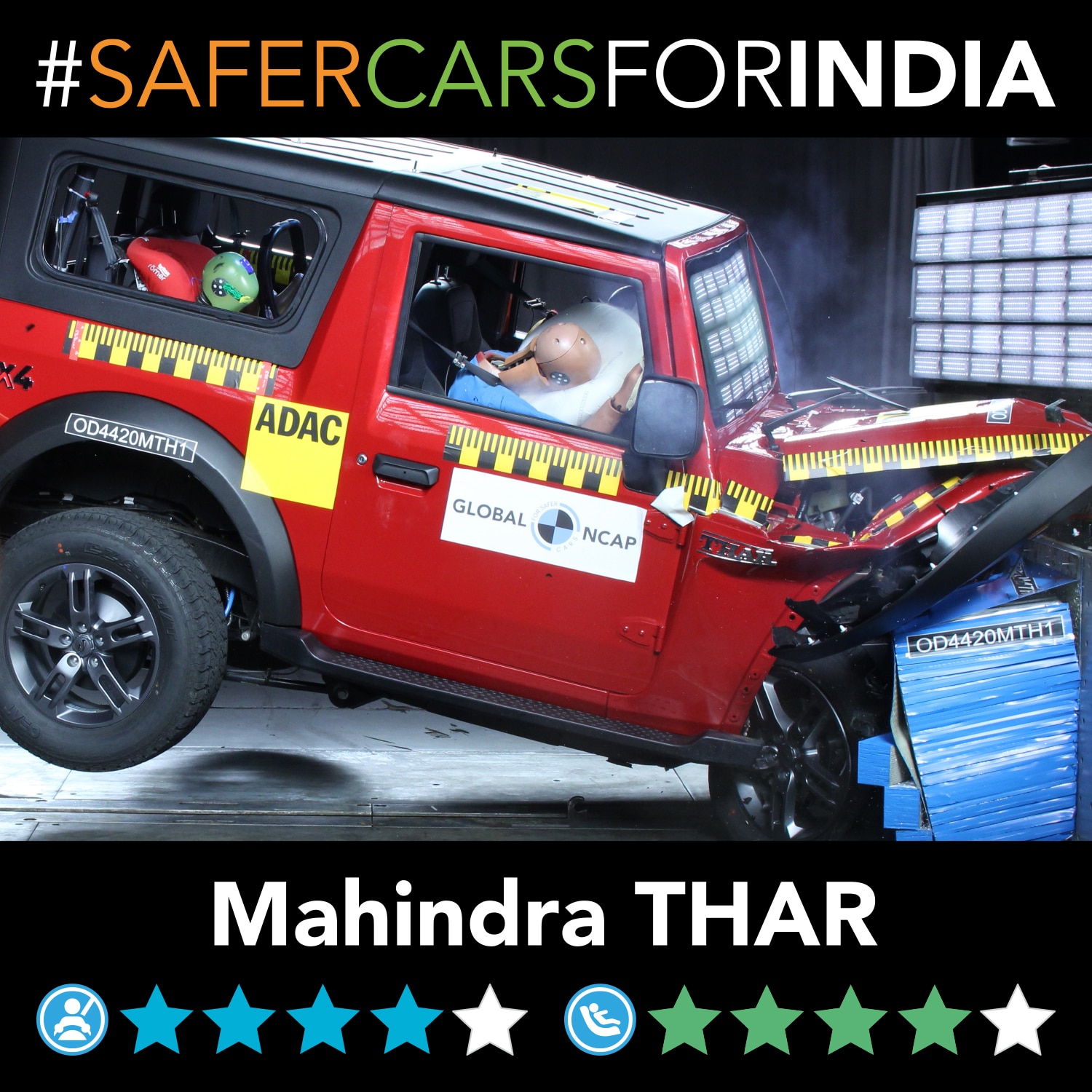 क्रैश टेस्ट में 4 स्टार रेटिंग