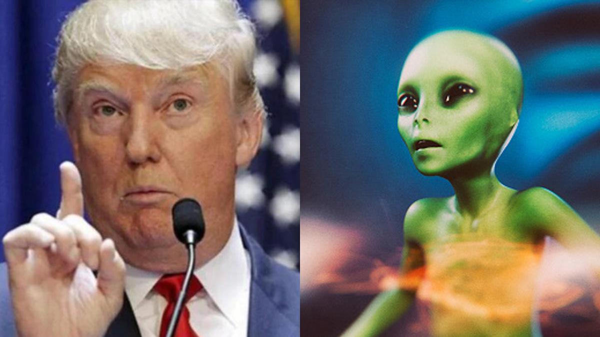 डोनाल्ड ट्रंप और एलियन प्रतीकात्मक तस्वीर