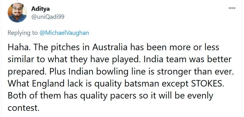 Michael Vaughan Tweet