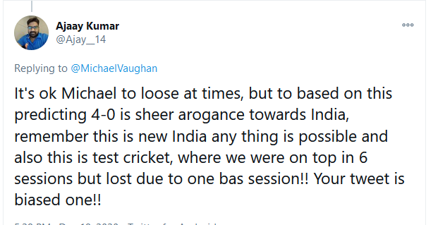 Michael Vaughan tweet