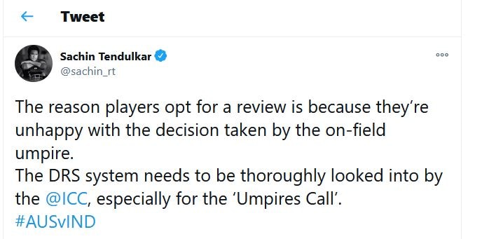 Sachin Tendulkar's Tweet