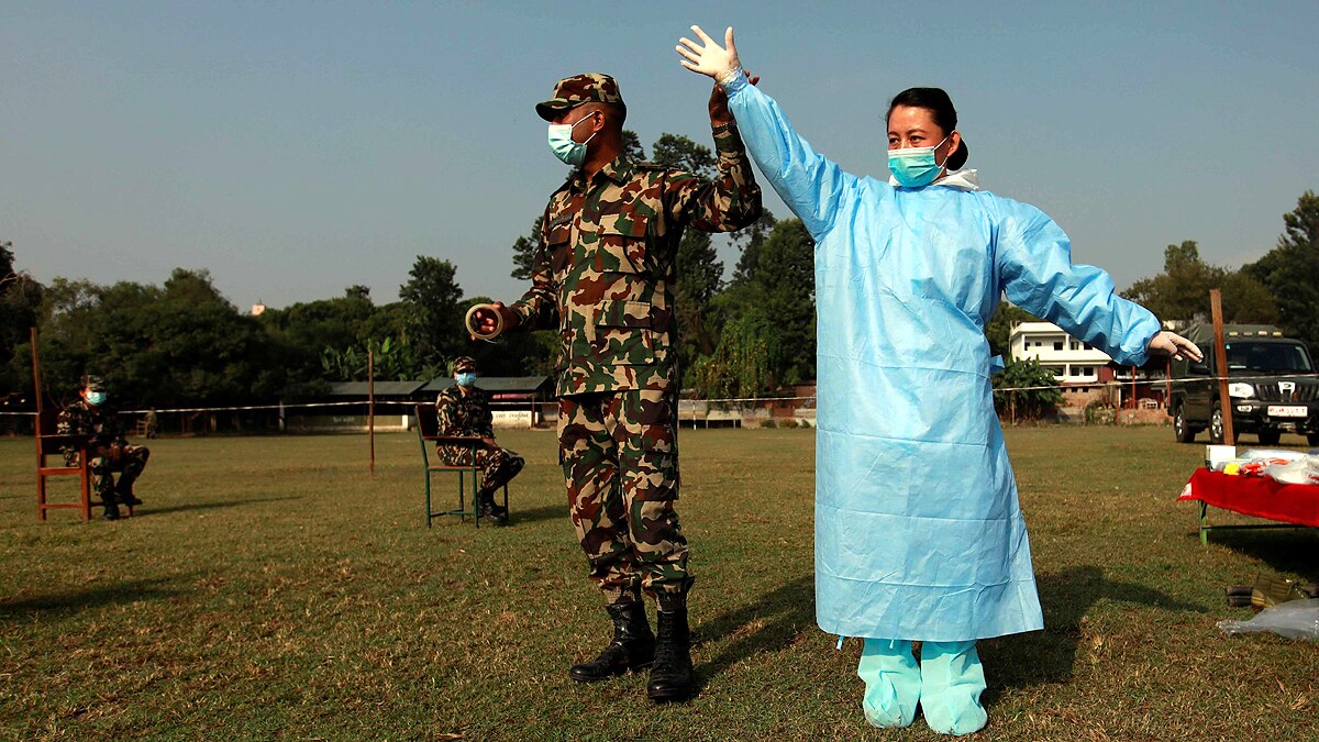 Nepal Female Soldiers performing last rituals of Corona Victims 