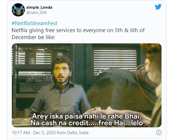 नेटफ्लिक्स फ्री होने पर खुश हुए लोग