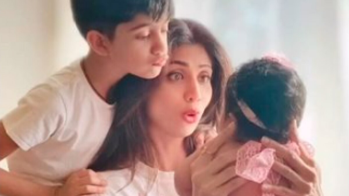 शिल्पा शेट्टी अपने बच्चों के साथ