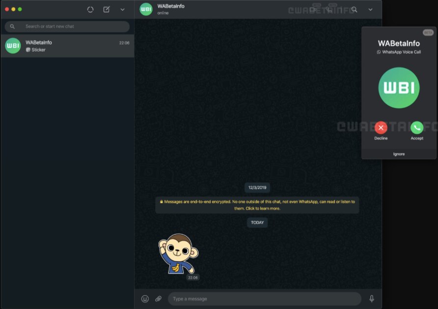 WhatsApp Web audio video call