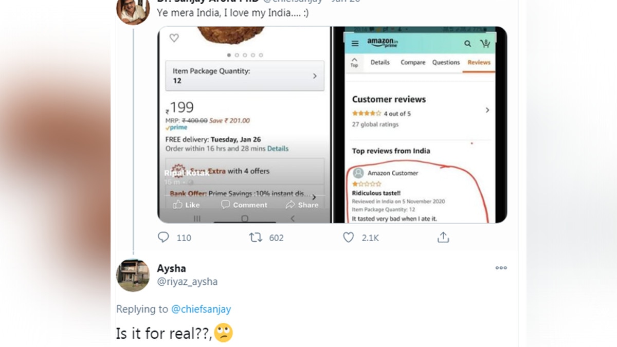 अमेज़न साइट से मंगवाये गोबर के उपले, केक समझ कर खाकर दिया रिव्यू