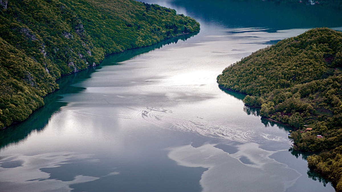 Plastic Waste over Serbia Potpecko Lake 