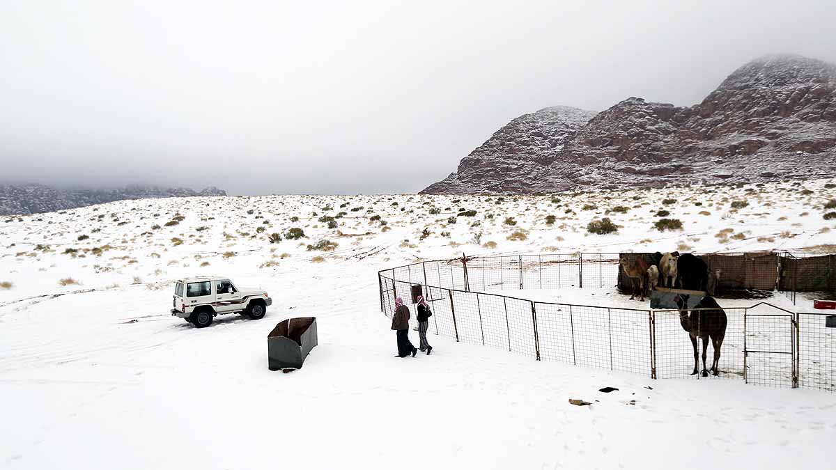 Snowfall in Sahara Desert Saudi Arabia