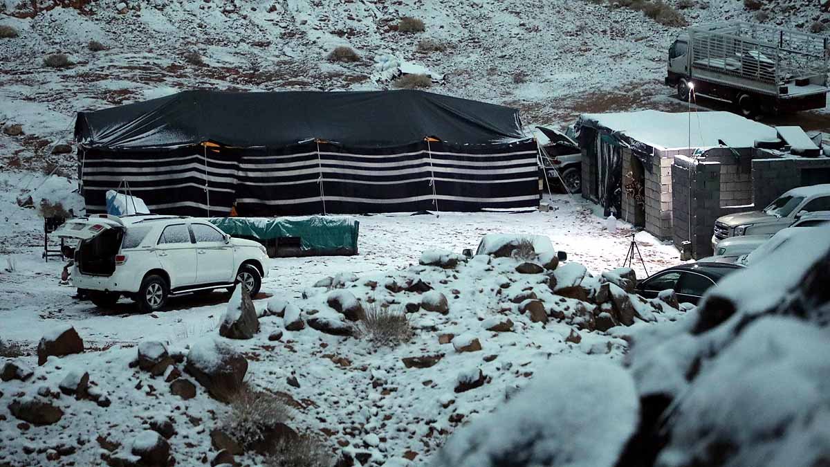 Snowfall in Sahara Desert Saudi Arabia