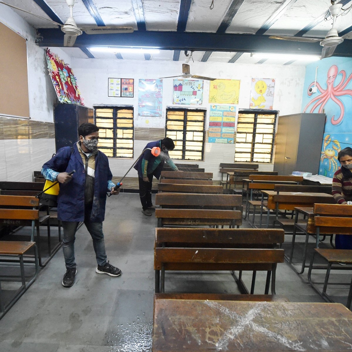 Delhi's School preparation a day before to open (PTI)