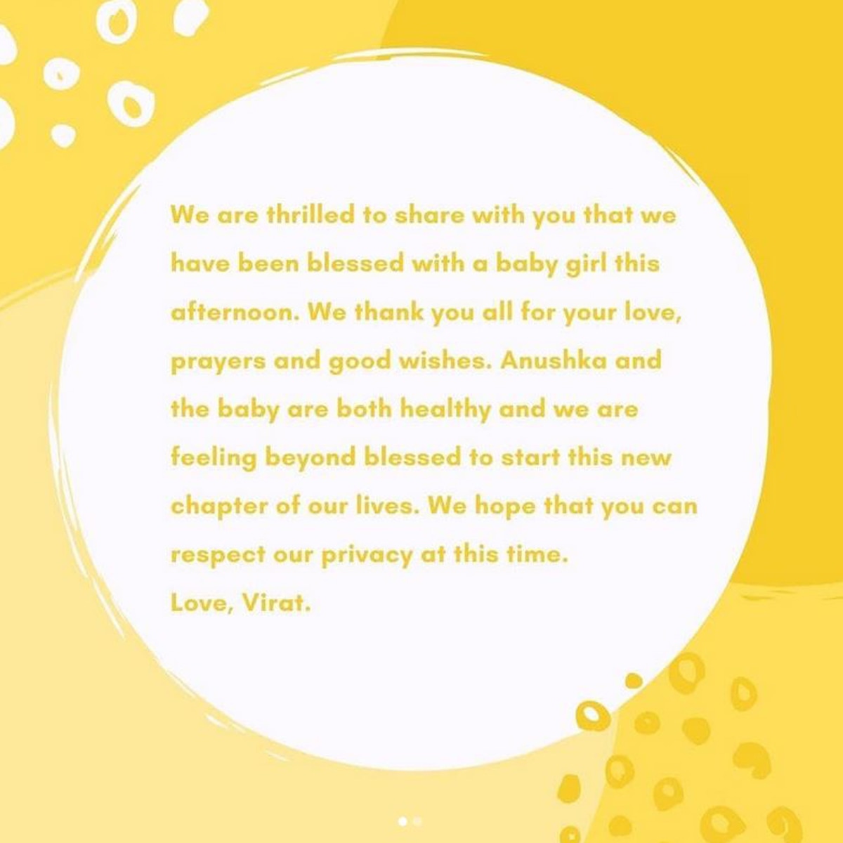 विराट पोस्ट