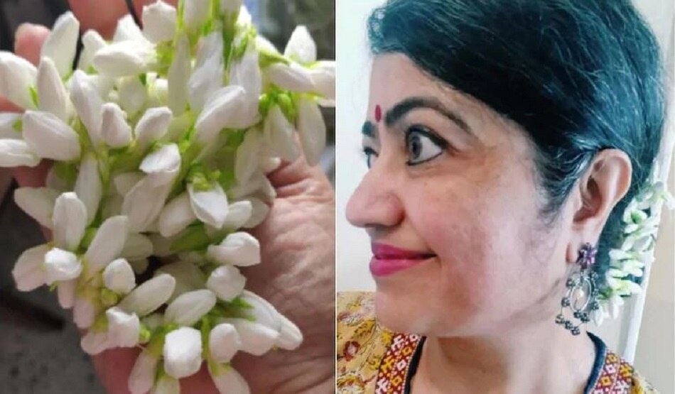 महिला ने टिशू पेपर से बनाया ऐसा गजरा