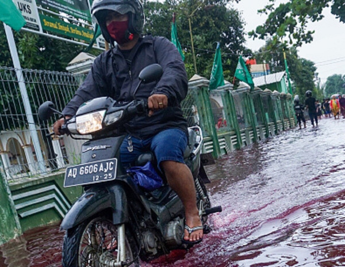 इंडोनेशिया के इस गांव में खूनी बाढ़