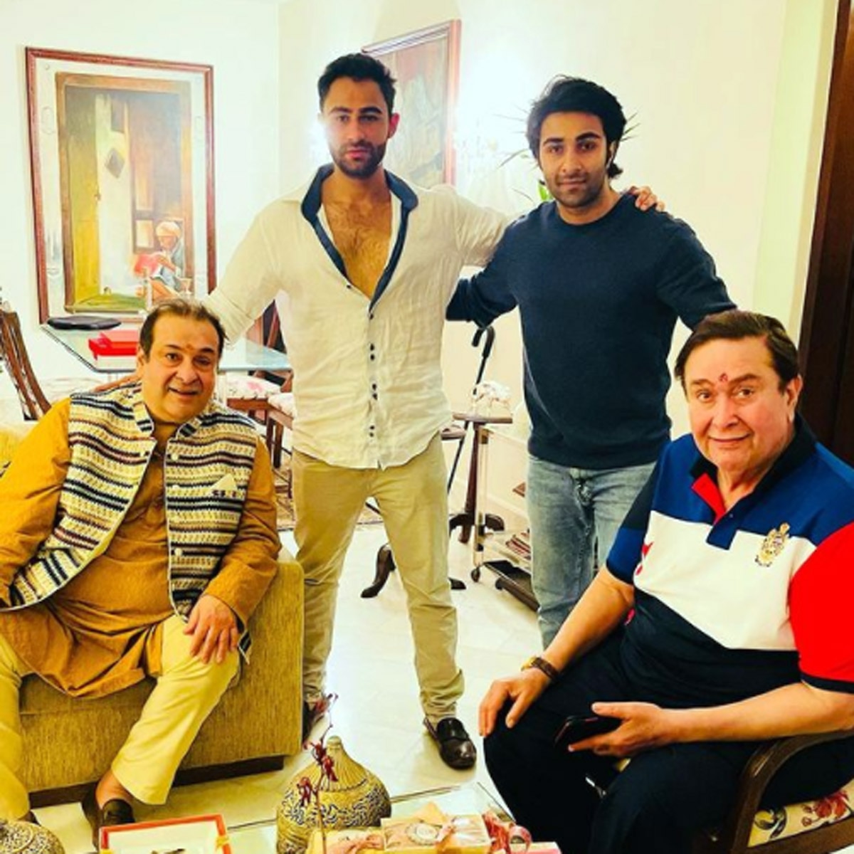 रणधीर कपूर-राजीव कपूर, अरमान और आदर जैन के साथ 