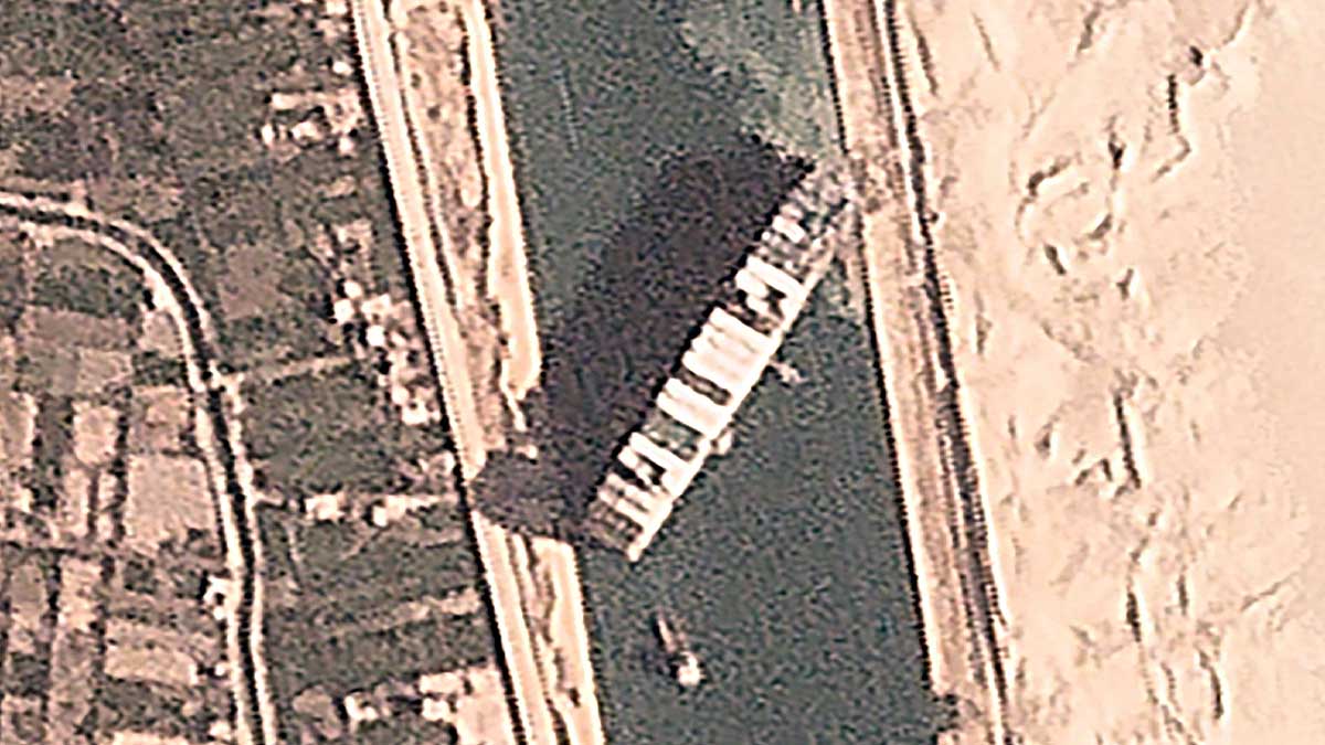 Suez Canal Traffic Jam Satellite Images