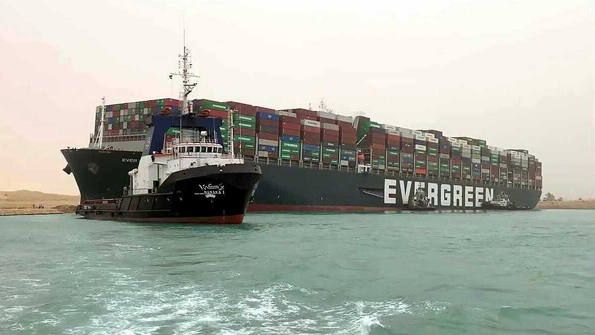 Suez Canal Traffic Jam Satellite Images