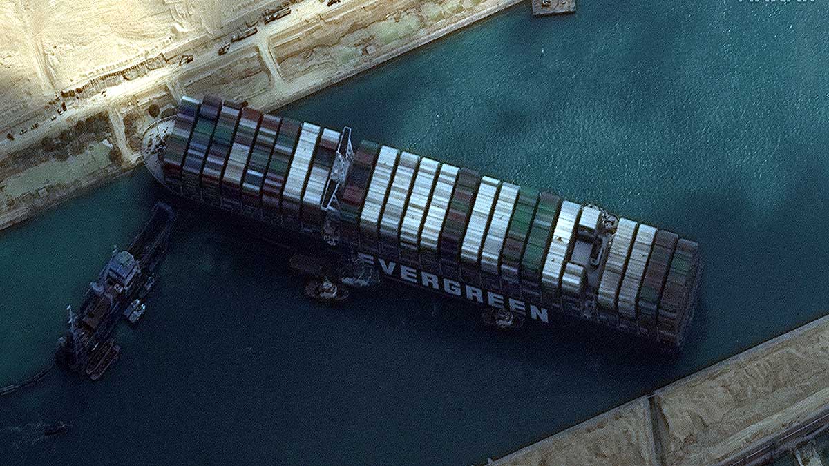 Suez Canal Traffic Jam Satellite Images