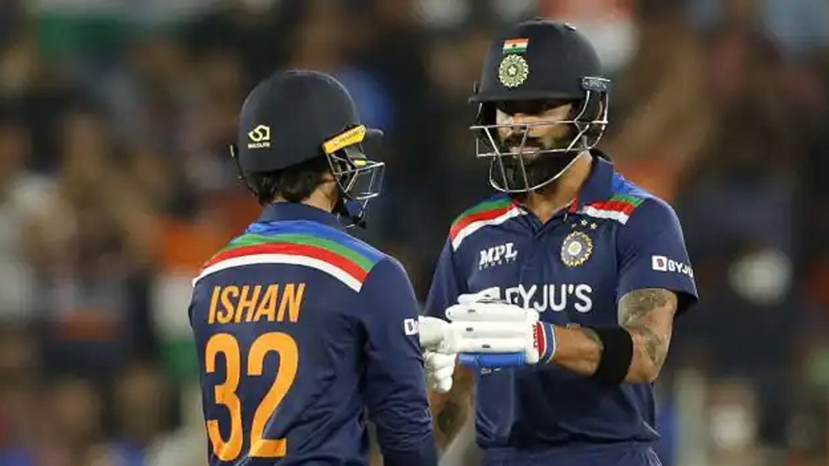 Ishan Kishan reacts after scoring fifty