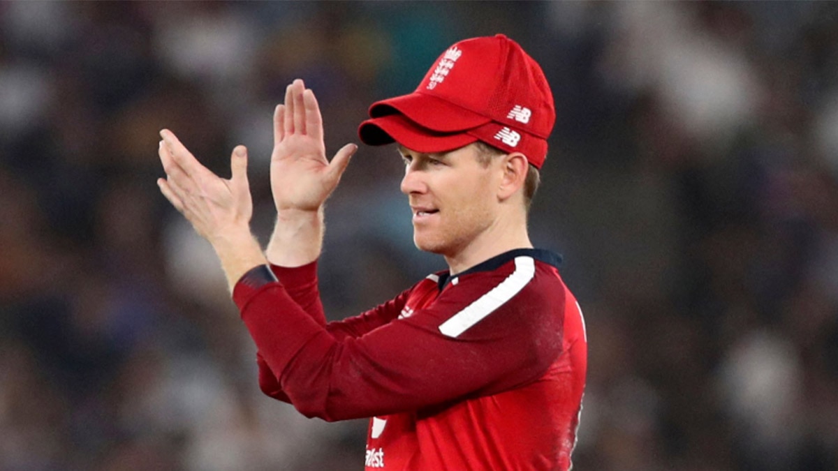 Eoin Morgan wearing two caps in T20 series