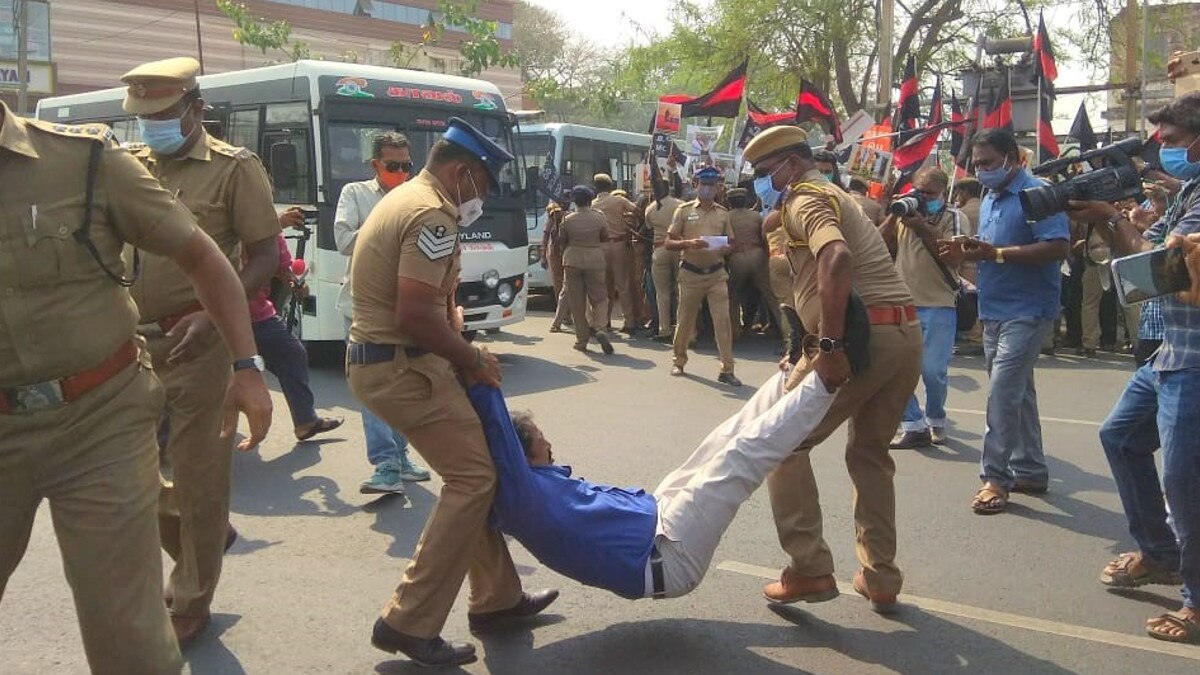 पीएम मोदी की यात्रा के खिलाफ कोयंबटूर में विरोध प्रदर्शन