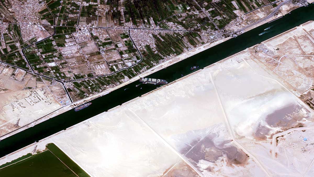 Suez Canal Traffic Jam Satellite Images