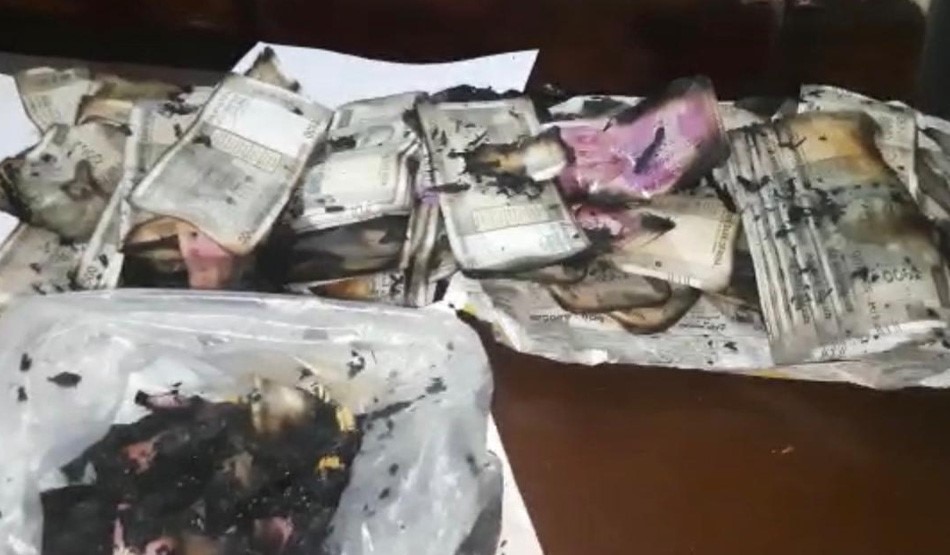  Man Burns Currency Notes 