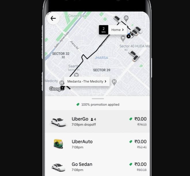 Free uber ride for corona vaccine