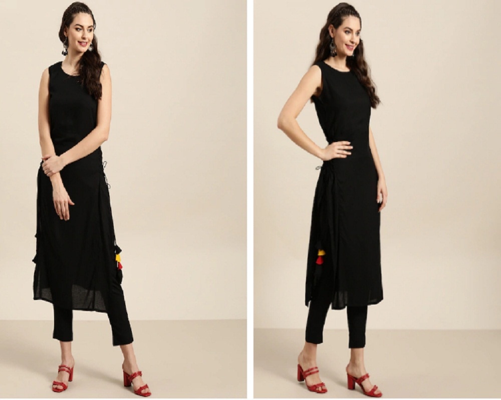 Sangria Women Black Solid Straight Kurta (Photo- Myntra)
