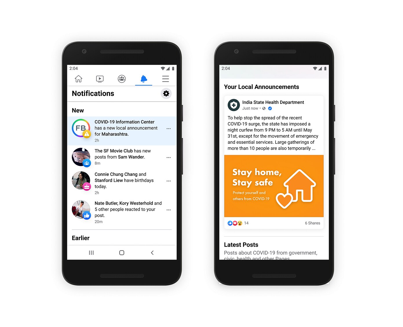 Facebook Covid 19 announcement 