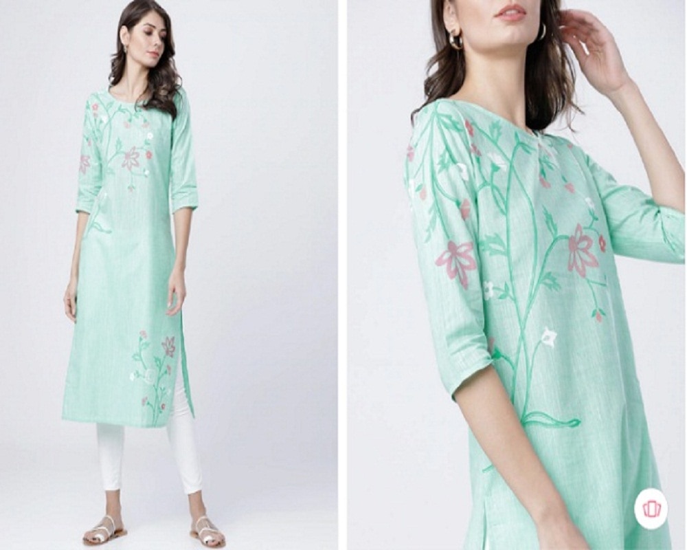 Vishudh women green floral kurta (Photo- Myntra)