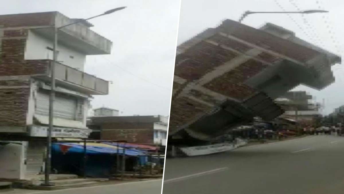 पलभर में गिरा तीन मंजिला मकान 