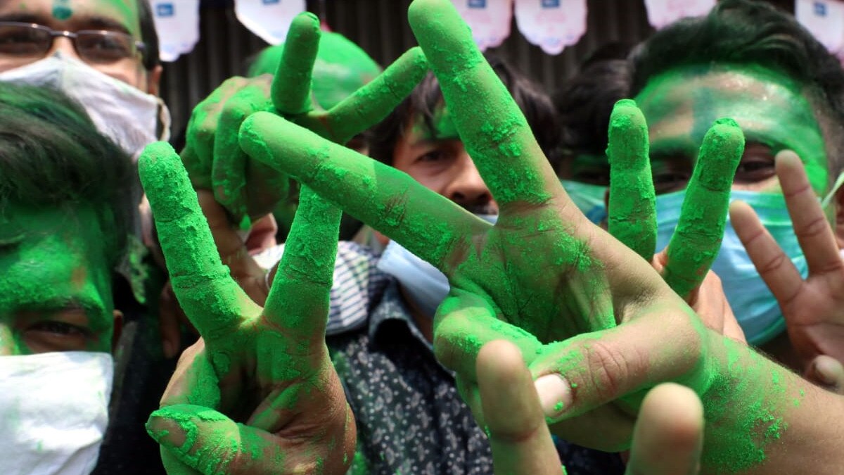 TMC supporters seen celebrating