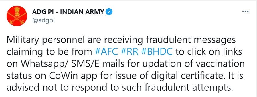  ADG PI India Army Tweet