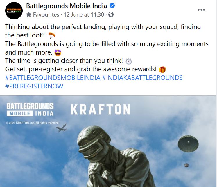 Battlegrounds Mobile India FB Post