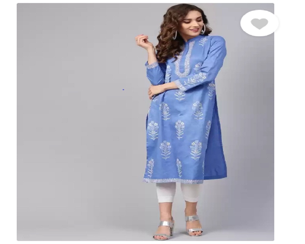 Blue white Cotton kurti 
