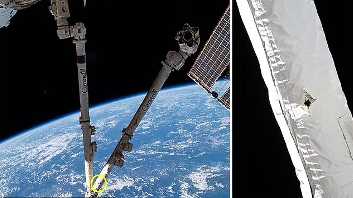Space Junk Hit ISS Robotic Canadarm