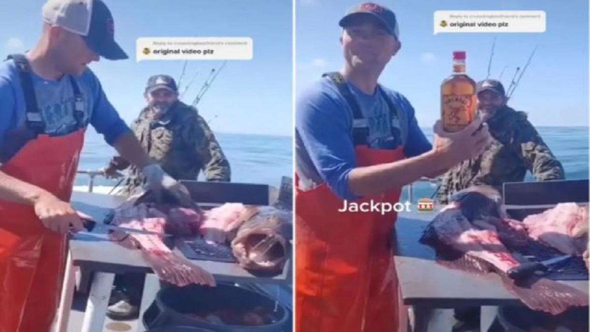 मछुआरे को हाथ लगा 'जैकपॉट', मछली के पेट से निकली बंद शराब की बोतल