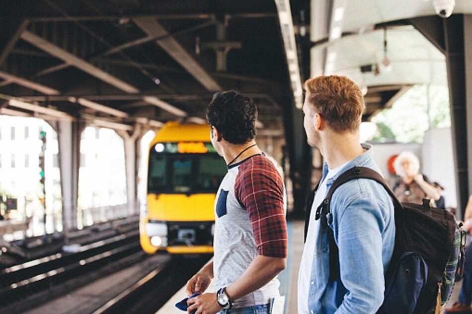 train passenger watches movie Video