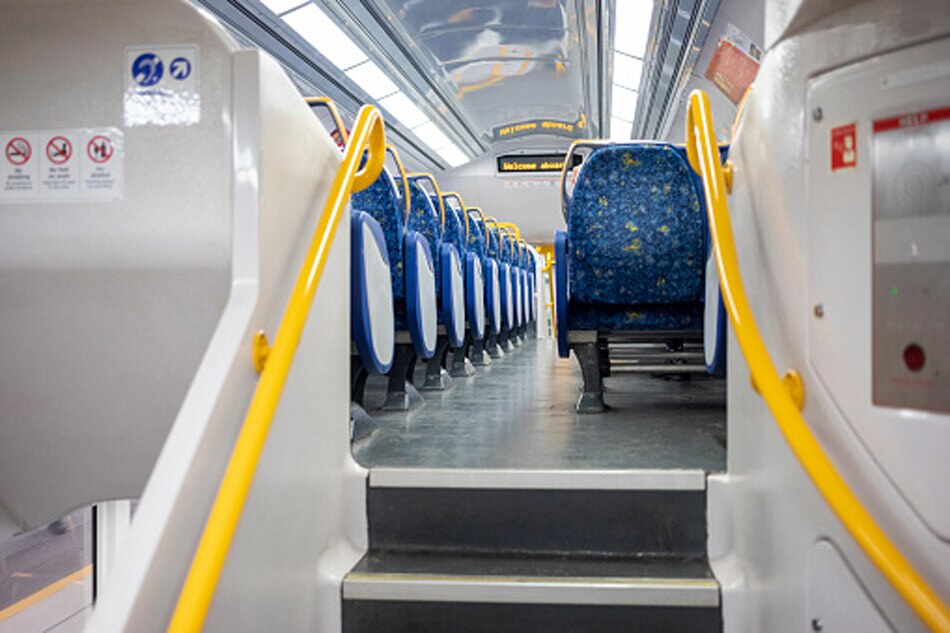 train passenger watches movie Video