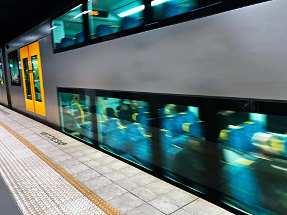 train passenger watches movie Video