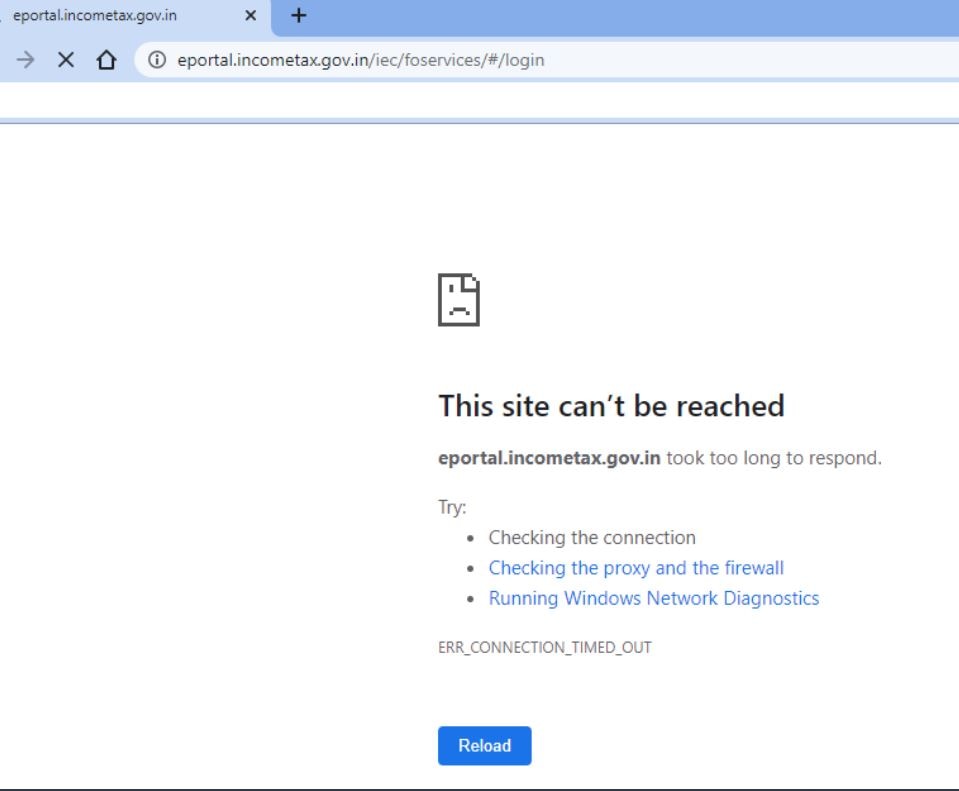 Website Down Income Tax