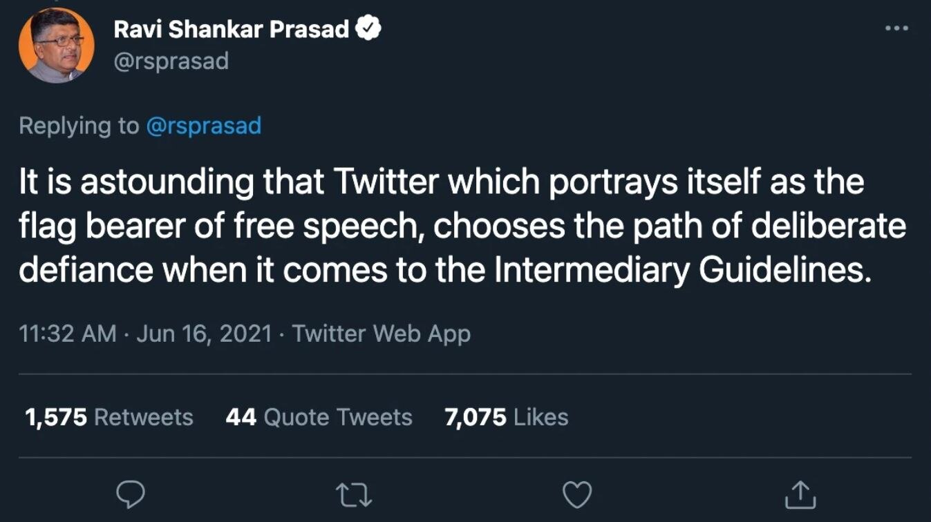 Ravishankar Prasad Tweet