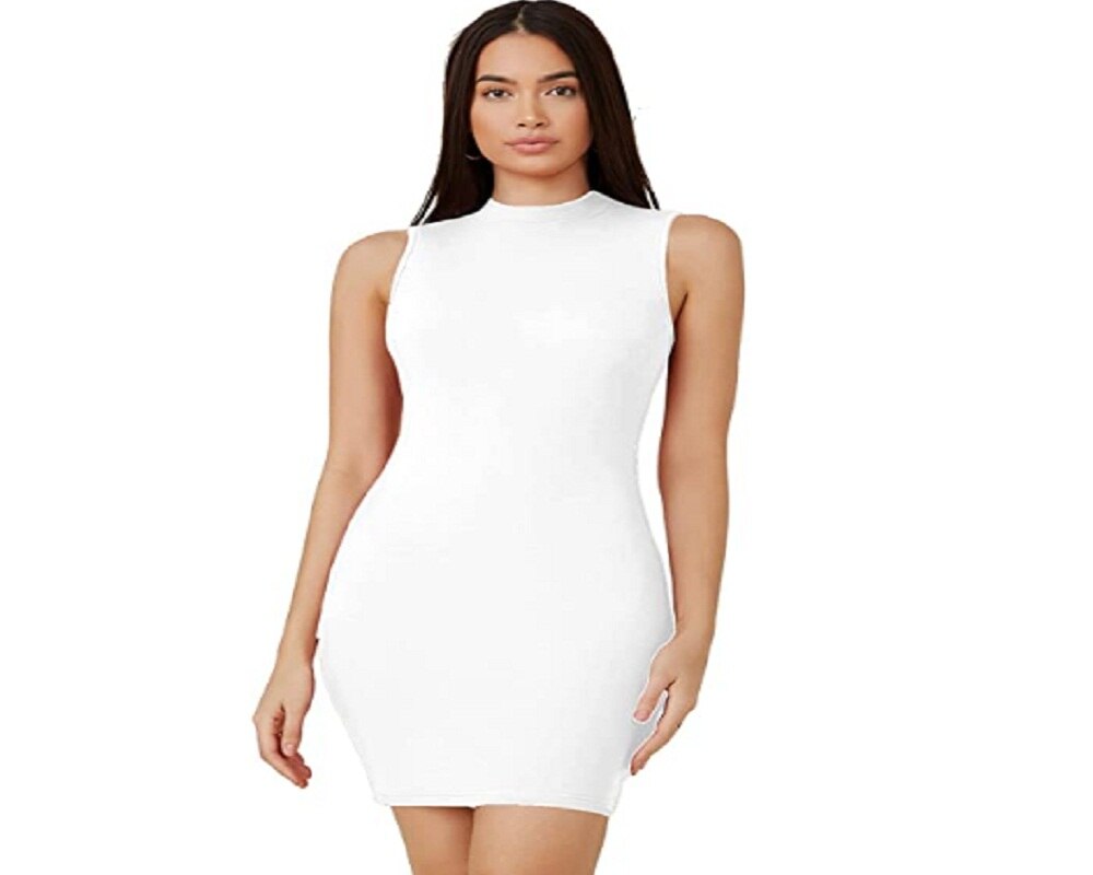 Aahwan Women's Solid Mock-Neck Bodycon Dress (KV-143)