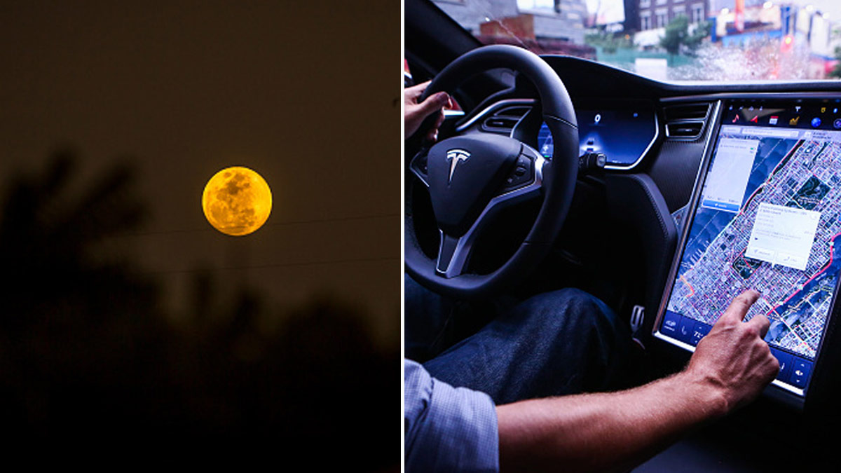tesla car moon