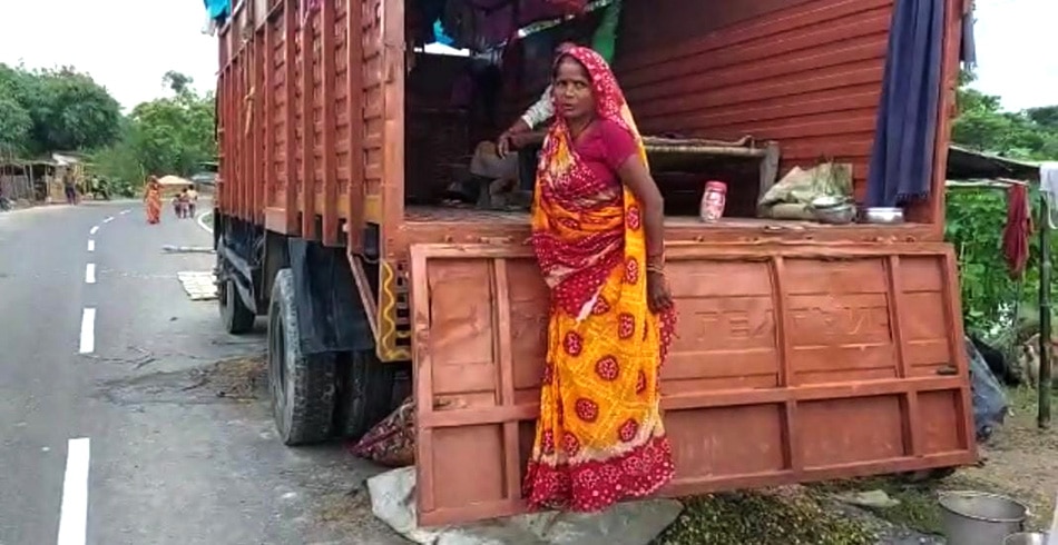 Villagers living in trucks